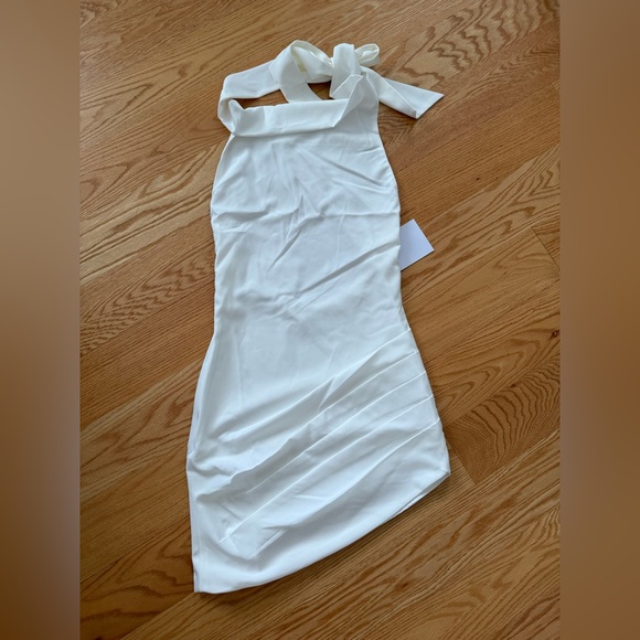 NWT Matte Satin White Mini Dress - Picture 6 of 7